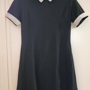 white collared short black dress